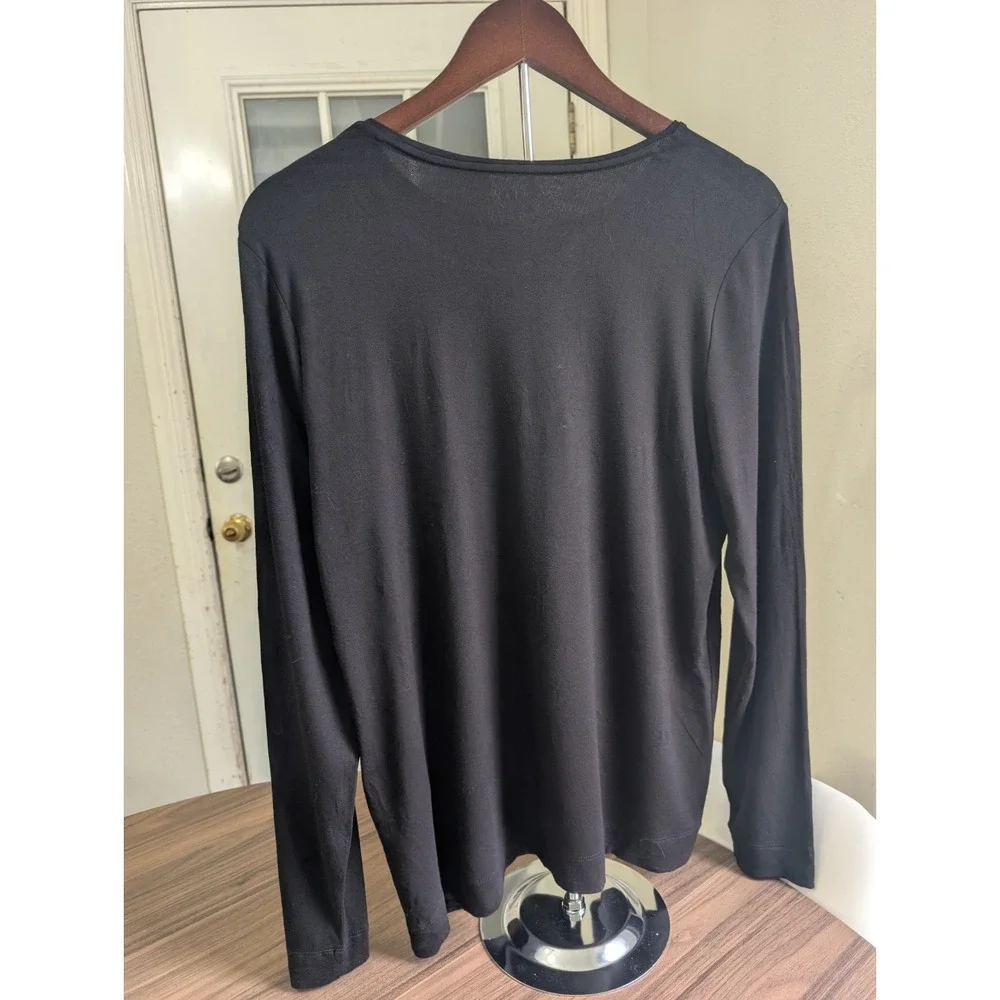 Chico's The Ultimate Tee Black Long Sleeve Stretch Knit Top Size 1 Medium - Picture 2 of 5